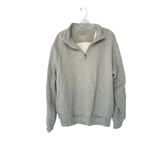 L.L. Bean Men's Pullover Gray Basic Quarter Zip Long Sleeve Mock Neck Medium - Picture 1 of 12
